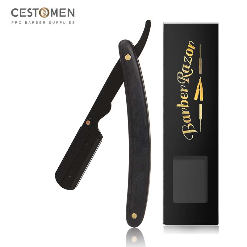CESTOMEN Мужская бритва с прямыми краями, бритва из нержавеющей стали, профессиональный парикмахерский держатель для ножей, складные деревянные ручные бритвы, парикмахерские инструменты