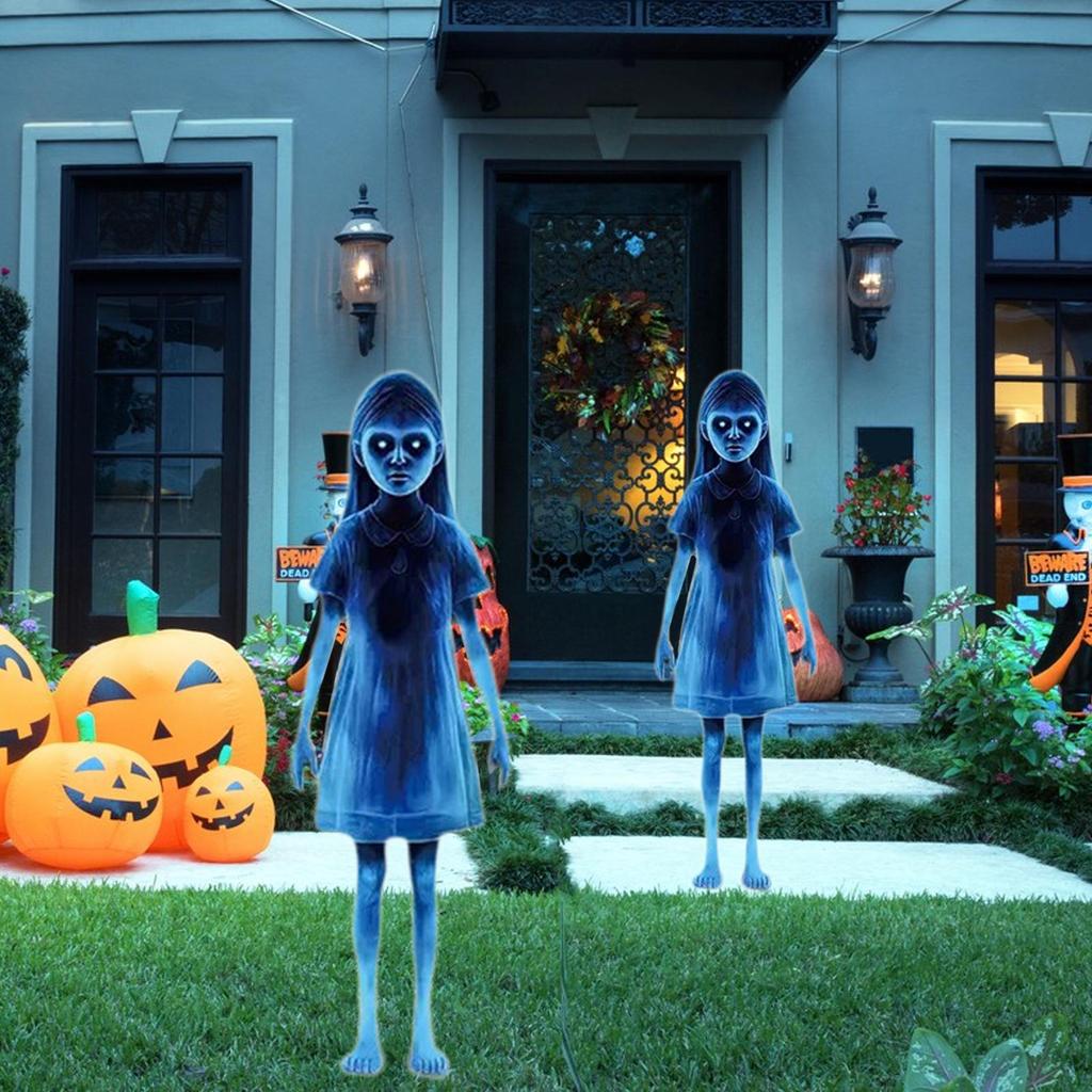 2 шт. Хэллоуин Зомби Девочка Реквизит Тематический Декор 2D Плоские Садовые Знаки Садовые Колышки для Газона Переднего Двора