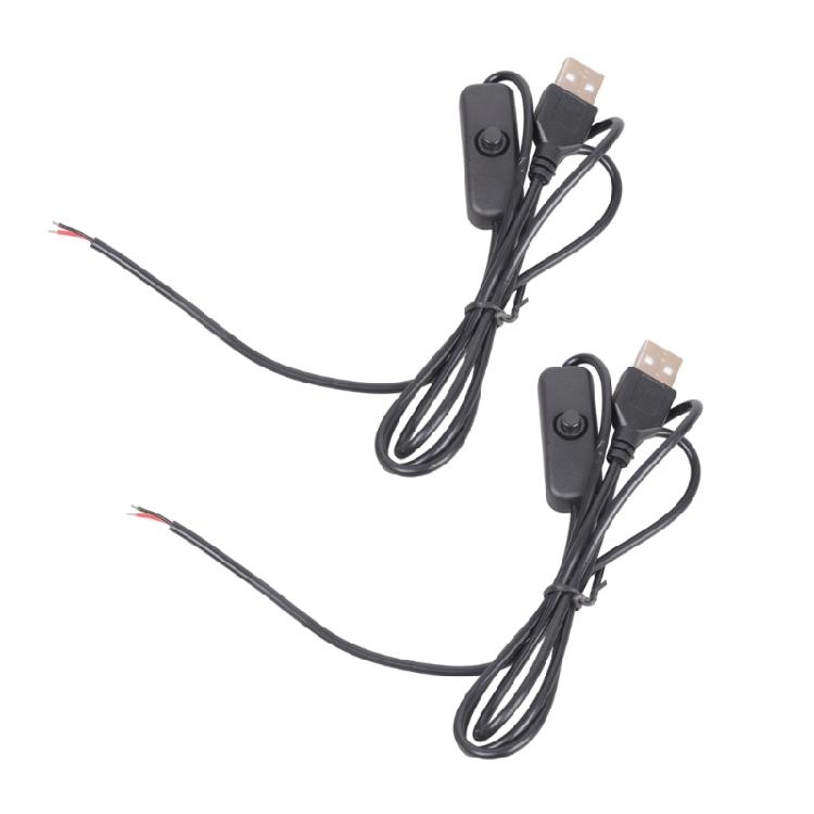 2-жильный USB-шнур питания с оголенными проводами 22AWG, луженый наконечник, с переключателями, поддержка 5 В/1 А, кабель питания, пластиковая текстура, для ремонта