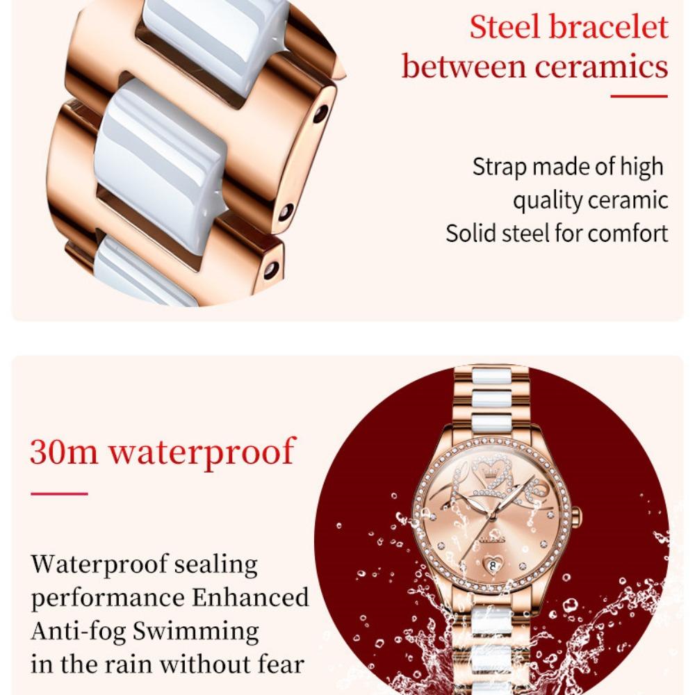 OLEVS Новые лучшие женские часы Love Diamond Dial, женские часы, полностью автоматические роботизированные часы