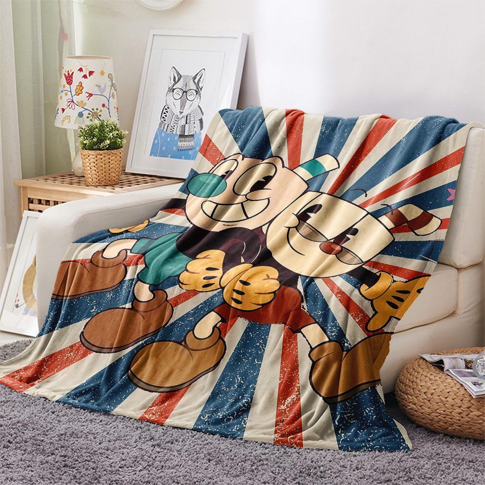 Cuphead Flannel Blanket, High quality Comfortable for All Seasons, Home Decor, Warmth and Comfort