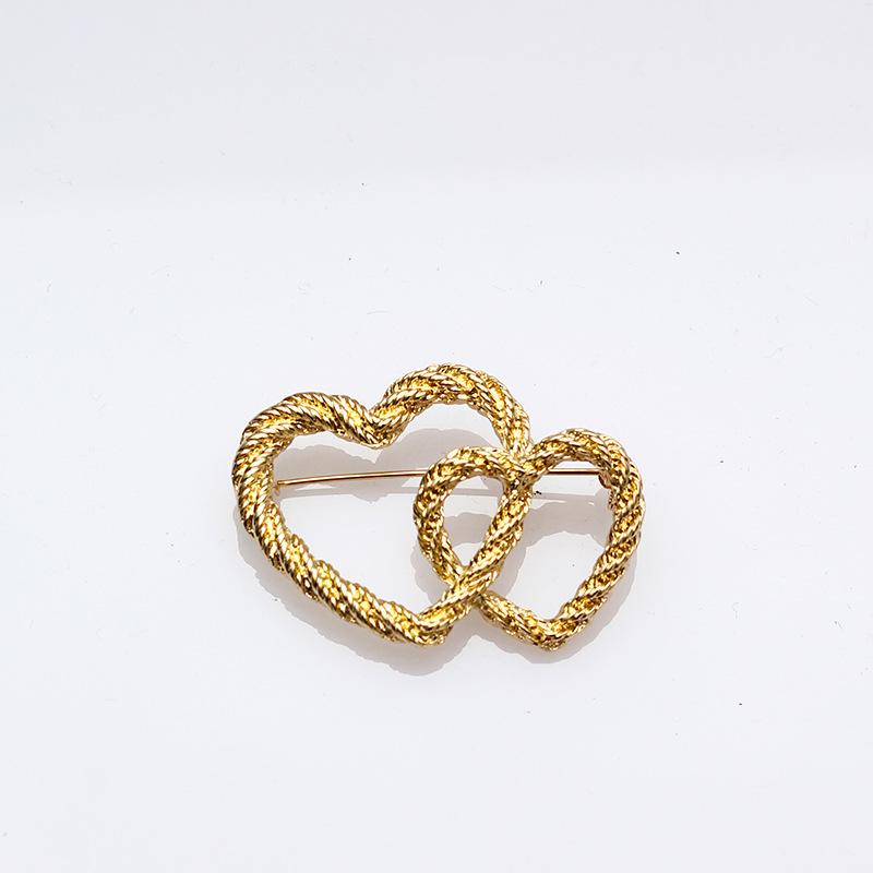 Летняя мода простая брошь «сердце к сердцу» женская ретро-брошь с витой веревкой золотая булавка для свитера аксессуары