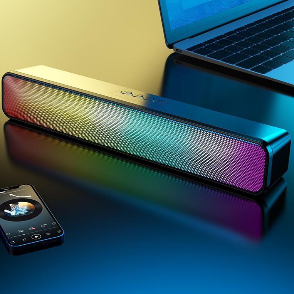 RGB Беспроводная колонка Совместимая с Bluetooth Настольная колонка Питание от USB Компьютерная колонка с сабвуфером Высокая громкость для ПК Ноутбука
