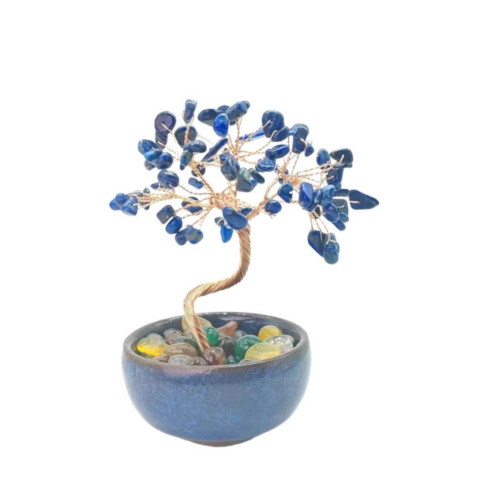 Керамическая основа Дерево из натуральных кристаллов Позитивная энергия Удача Фигурка Дерево богатства из драгоценных камней Дом