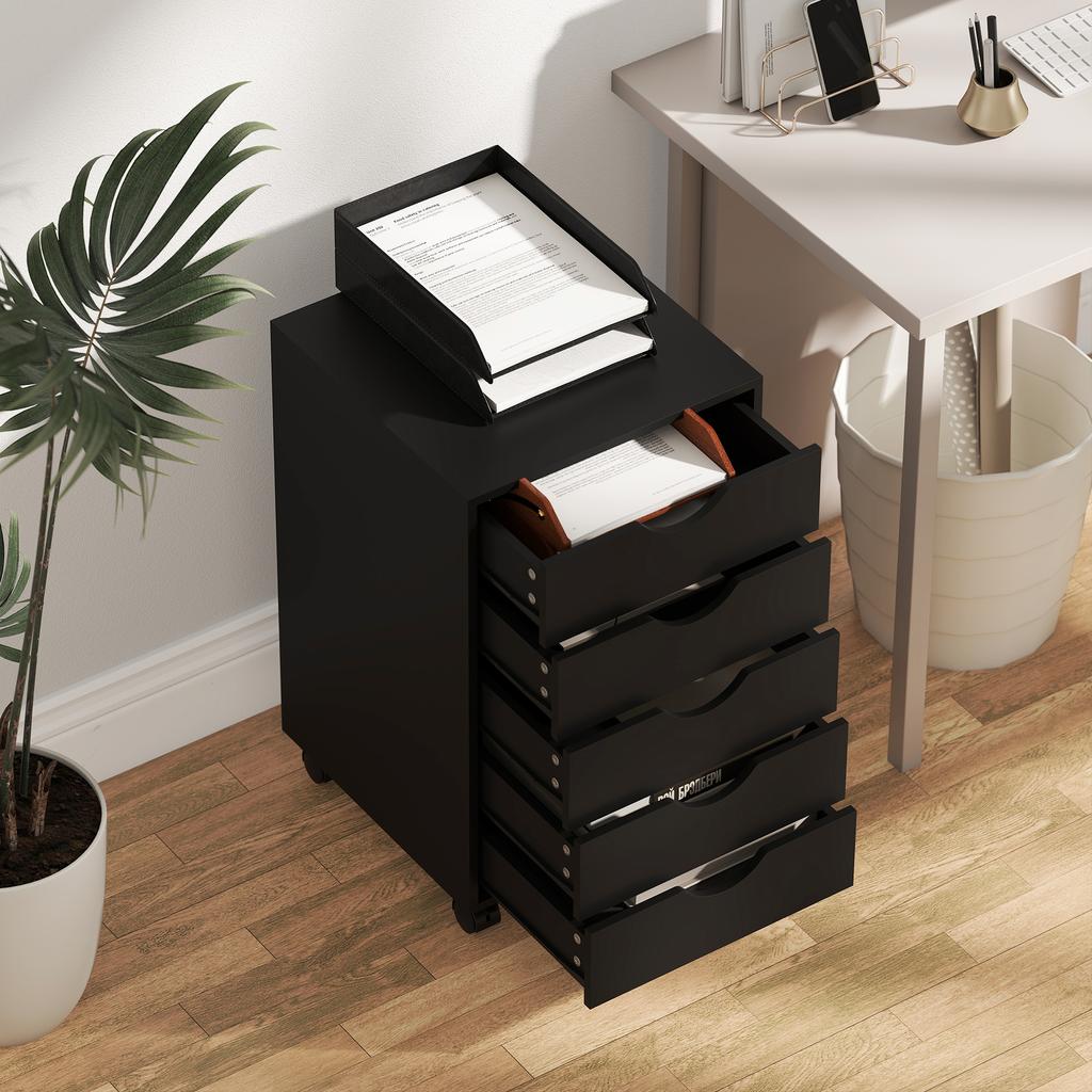 Five-Drawer Filing Cabinet - Black