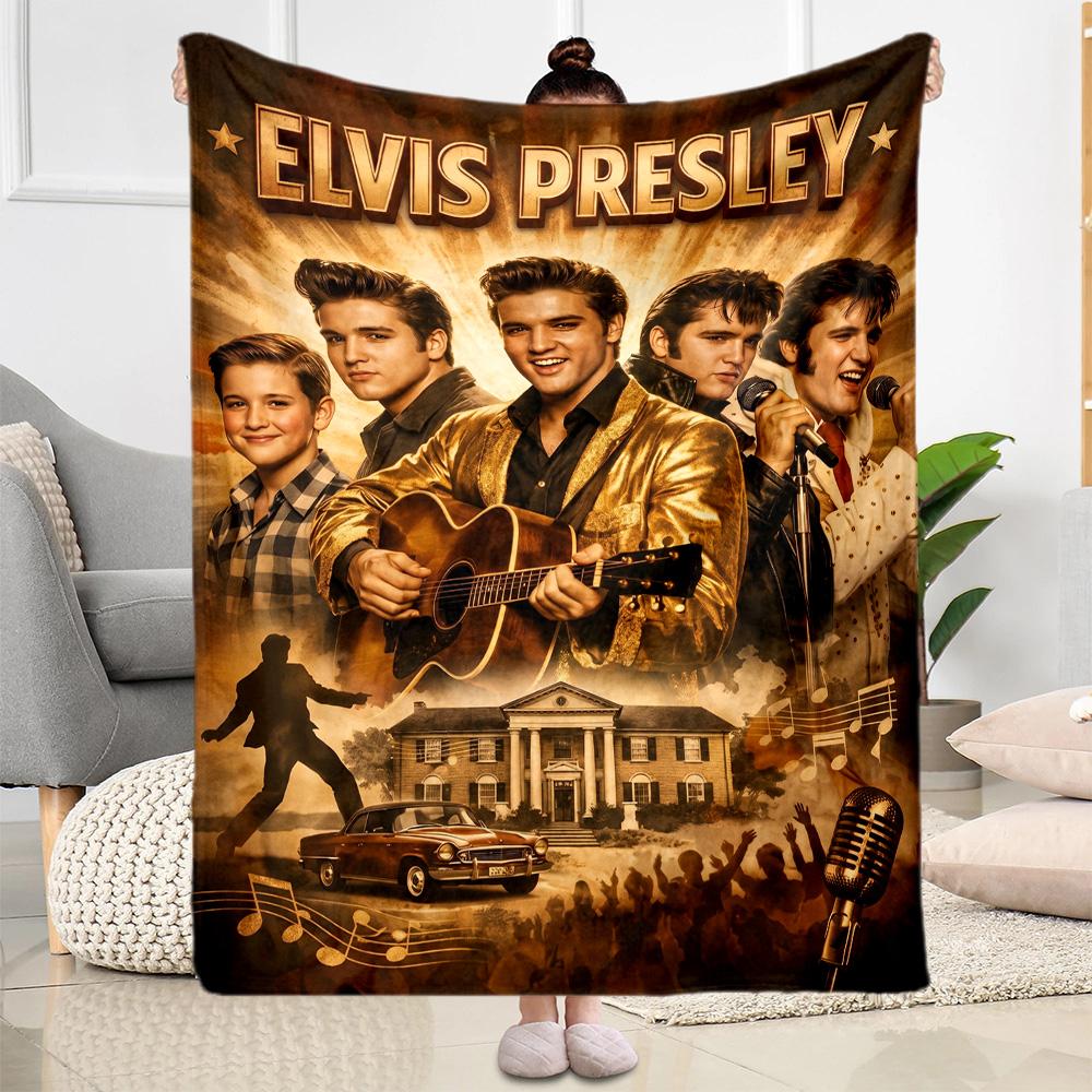 Elvis Presley: Rock Roll Blanket Soft Warm Cozy Perfect for Bed Seaside Bedding for All Occasions Playful Design Perfect Gift for Relatives and Friend