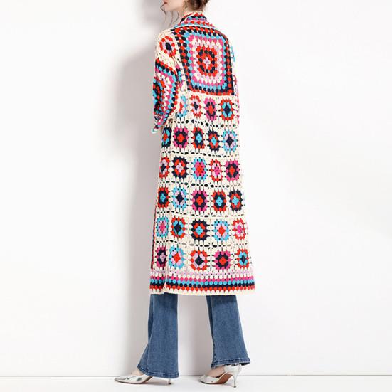 Вязаный свитер-шаль с ажурными рукавами, вязаное пальто в стиле бохо, вышивка, вязаный крючком дизайн, свободный кардиган