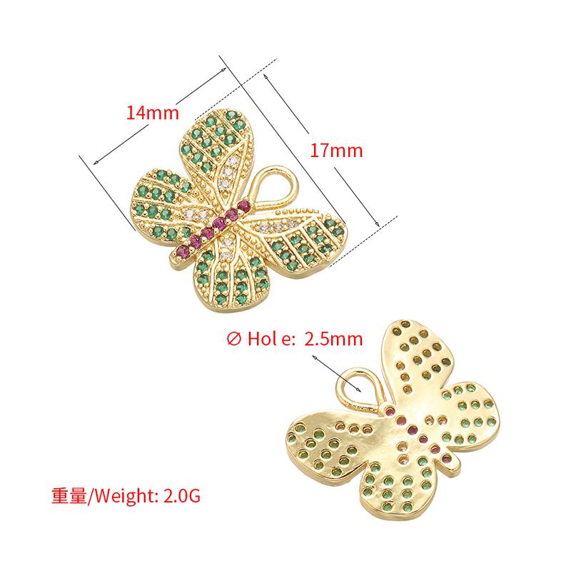 ZHUKOU 14x17mm brass Cubic Zirconia butterfly Charms for women necklace earring bracelet jewelry accessories Making model: VD501