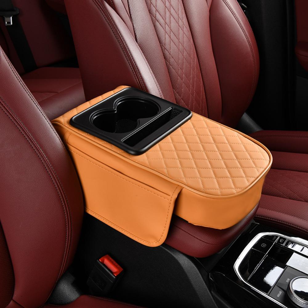 with Cup Holder Car Armrest Pad PU Leather Car Armrest Pillow  Universal