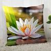 New Lotus Pillow Cover Bedroom Home Office Decorative Flowers Pillowcase Square Zipper Pillow Cases Satin Soft No Fade