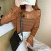 Hollow Knit Sweater Women's Thin Sweater Long Sleeved Loose Jacket Chic Short Top