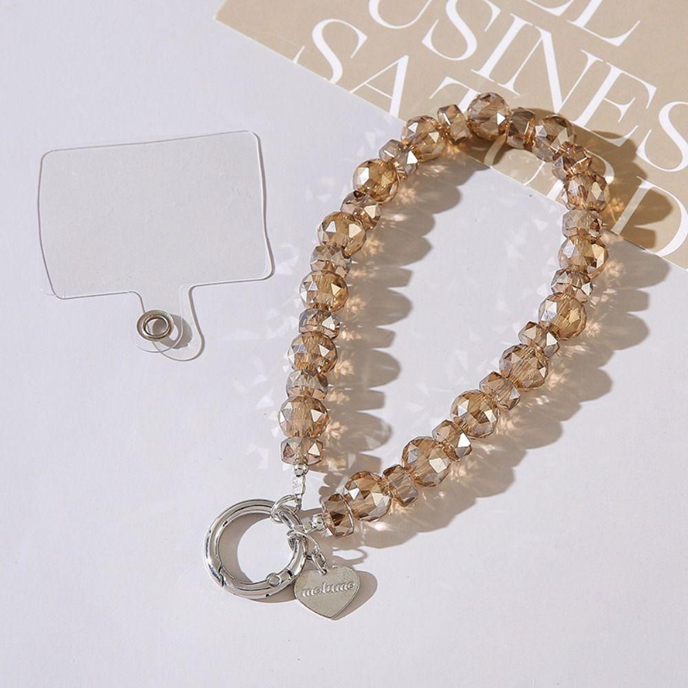 Detachable Crystal Bead Pendant Transparent Phone Lanyard Crystal Bead Keychain  for Women Girls