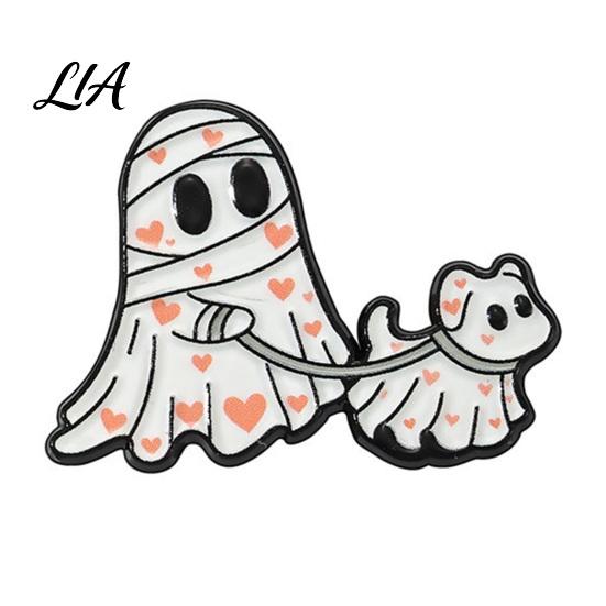 Durable Zinc Alloy Pin Halloween Cartoon Ghost Enamel Brooch, Spooky Metal Lapel Pin, Costume Accessory Sweater Cardigan Coat Suit Scarf Decor,