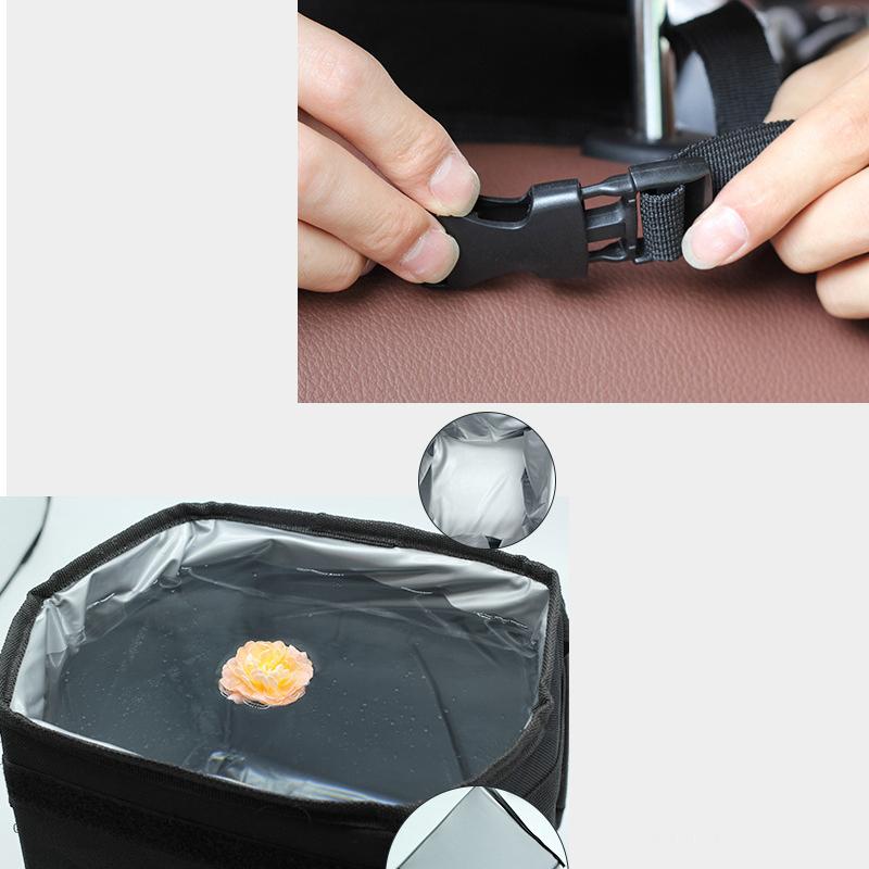 Waterproof Insulated Car Trash Bin Folding Storage Bag Multi-functional Seat Back Hanging Trash Can Organizer Car
