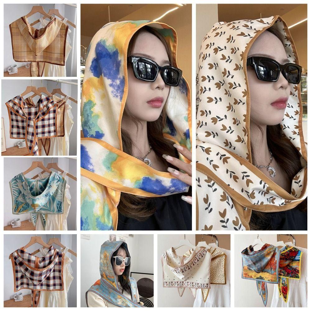 National Style Sunscreen Scarf Windproof Silk Scarf Hat Scarves Windproof Headdress  Lady