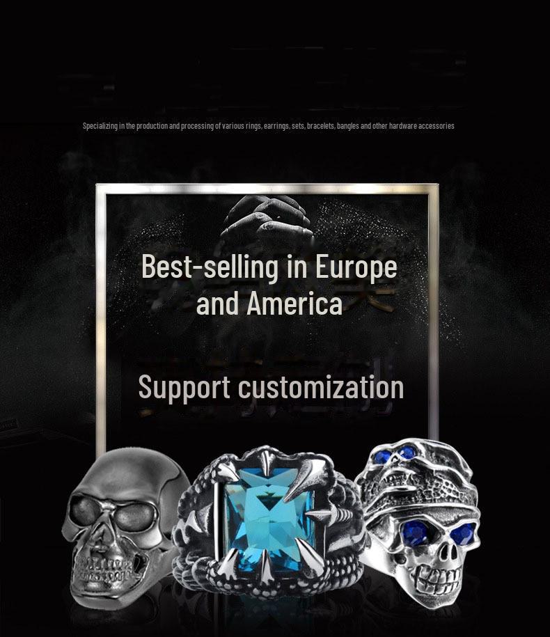 Цветное кольцо из нержавеющей стали в европейском и американском стиле в стиле хип-хоп