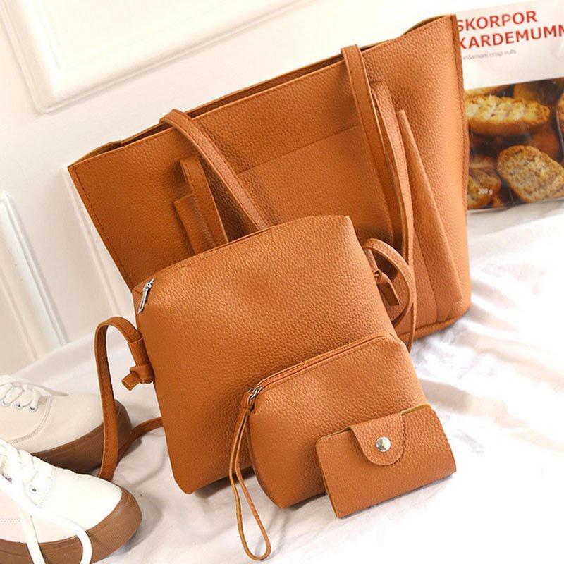 Модный набор женских сумок с узором личи из 4 предметов