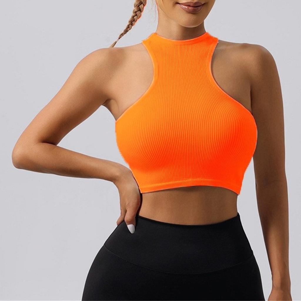 Женская мода жилет для йоги из ниток бесшовный трикотажный бег спортивный облегающий жилет для фитнеса йога топ