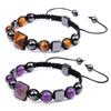 Pyramid Square Beads Mix Match Braided Bracelet Female Tiger Eye Amethyst Lapis Lazuli Charm Bracelet Crystal Energy Jewelry YSL