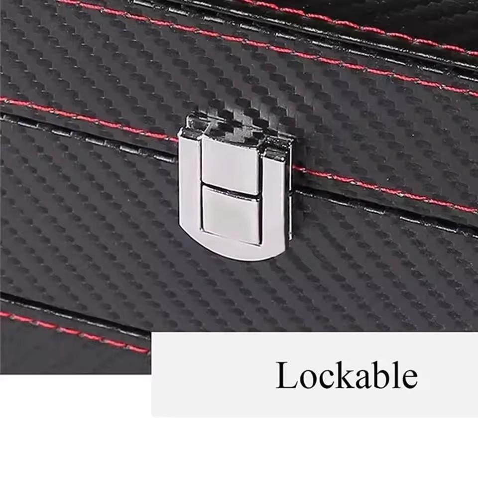 Коробка для часов из ПУ кожи, органайзер для ювелирных изделий, дорожный дисплейный кейс для мужчин / женщин, 4 отделения, магнитная крышка, черный