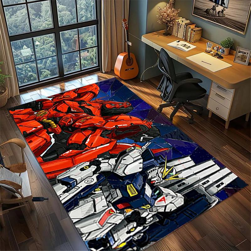 Коврик для пола в спальню Gundam, большая площадь, нескользящий, моющийся ковер, декор для комнаты геймера