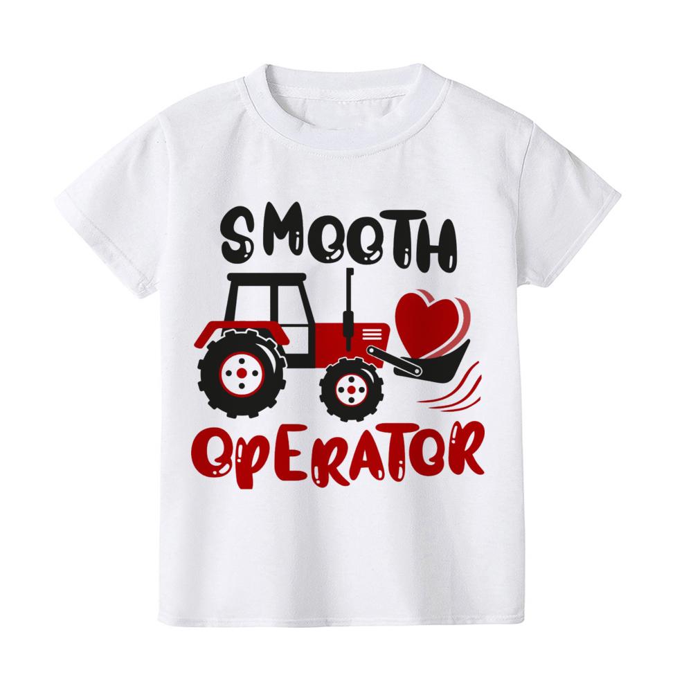 Smooth Operator Tractor Baby Valentines Day Shirts Construction Valentines Boy Short Sleeve Shirt Toddler Valentine Cute TShirt