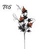 Creative Plastic Decor Halloween Pumpkin Stem Decor, Black Maple Leaf Artificial Branch for Indoor Outdoor Decorations Party Scene, Spooky Festive