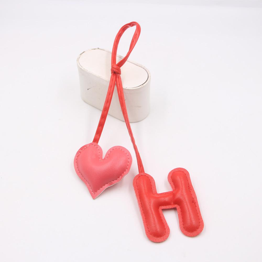 Color Blocking Letters Heart-shaped Leather Bags DIY Knotted Hanging Ropes Hanging Accessories Clothing Accessories Matching Hanging Ornaments