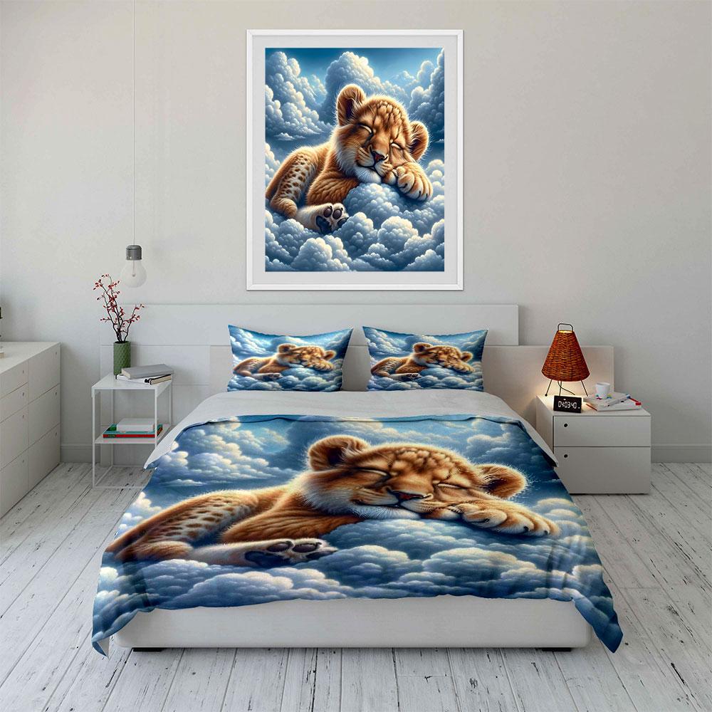 Sleeping cheetah on clouds. Bedding sets Duvet cover sets Duvet covers Pillowcases(1 * Duvet Cover 2 * Pillowcases without duvet insert)
