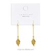 Cross-Border Hot Style Gold-Plated Brass 18K Korean Version Long Tassel Big Leaf Earrings  Jewelry