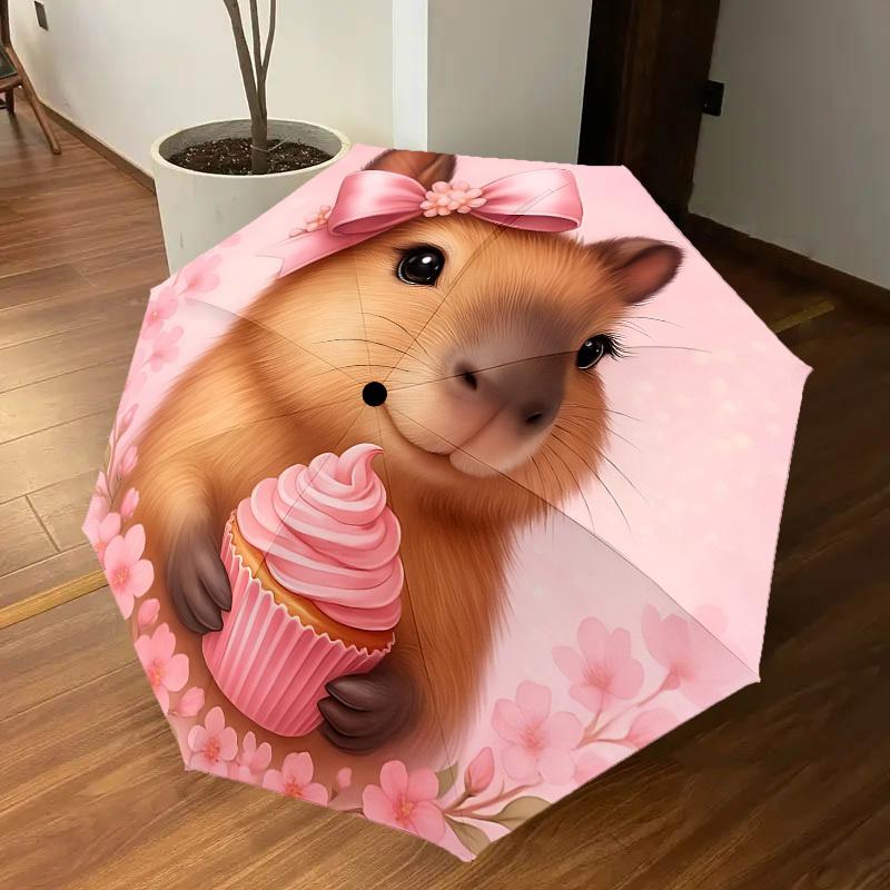 1PC hamster cupcake Umbrella-8-Rib Reinforced, Automatic Open, Lightweight & Durable, Cute Fashion Accessory for Outdoor, Beach or Casual Use, Beach U