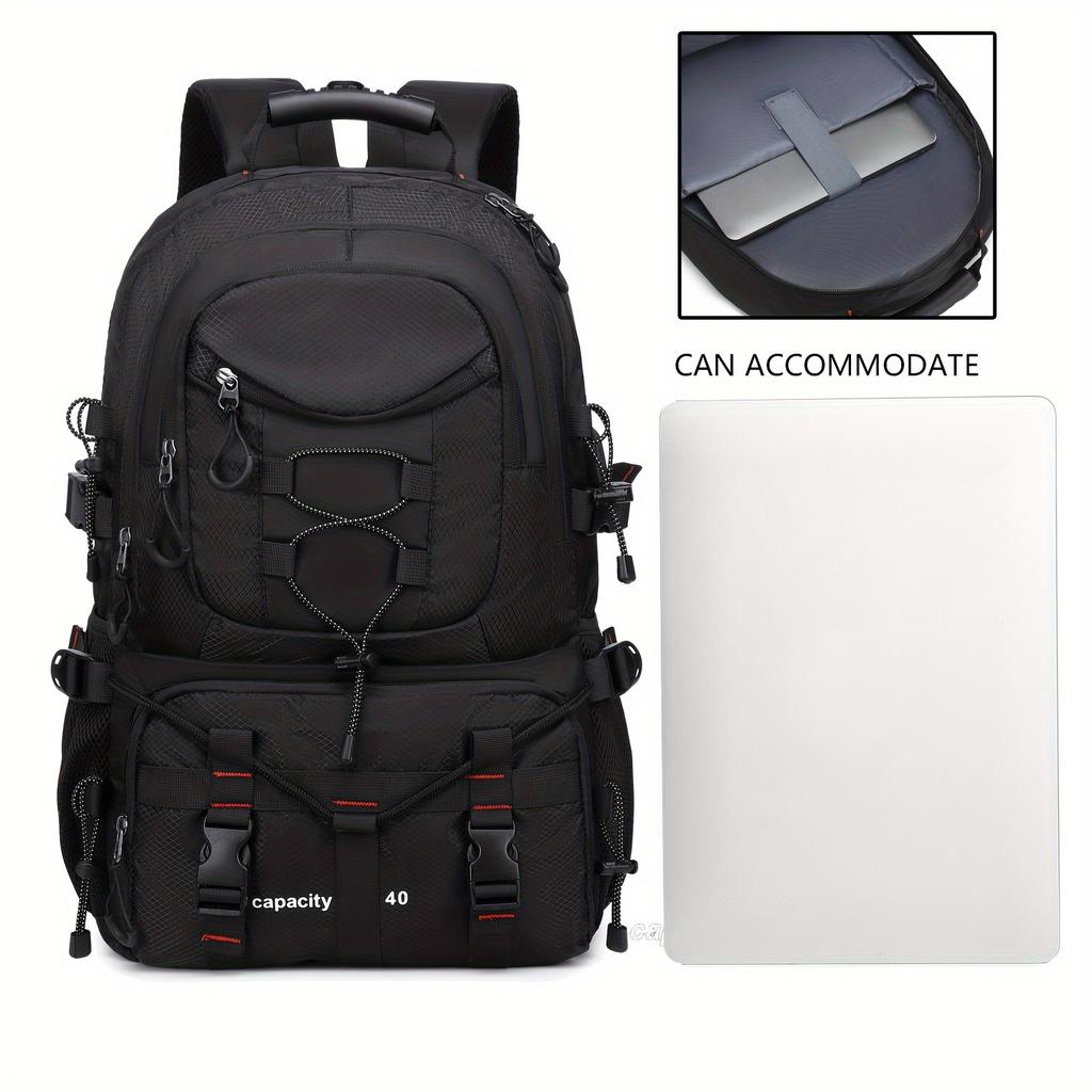 Lightweight 10.57gal Travel & Hiking Backpack with USB Charging Port, Adjustable Straps, Durable Polyester, Fits 17-inch Laptop