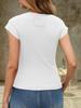 Womens Ribbed Knit T Shirt Cap Sleeve Crew Neck Slim Fit Summer Basic Top