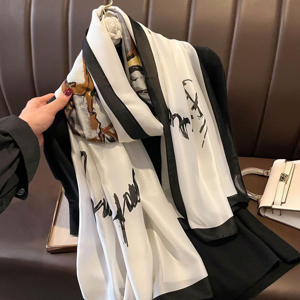 Fashion Silk Scarf Women Shawls Female Cover Flowers for Traveling Sun Protect Sunscreen Beach Scarves Air Conditioning Wraps