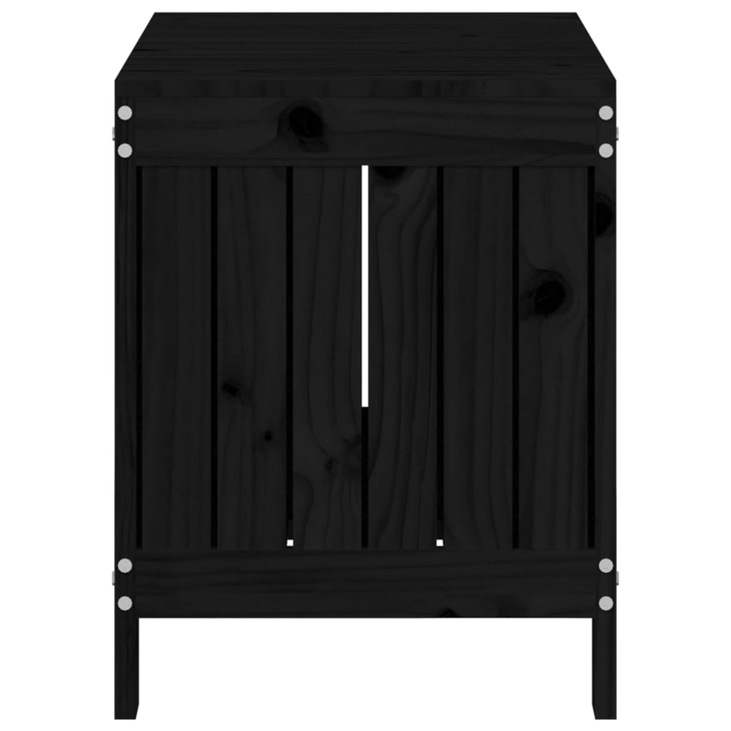 Garden Storage Box Black 76 x 42.5 x 54 cm Solid Pine Wood