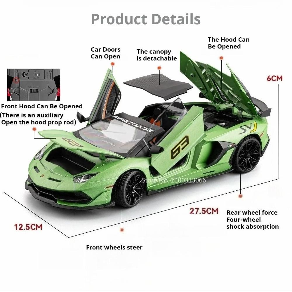 1:18 Литой сплав SVJ63 720S Модель спортивного автомобиля Игрушки Двери открываются Миниатюрные транспортные средства Оттягиваемый назад механизм Суперкар Коллекционный предмет