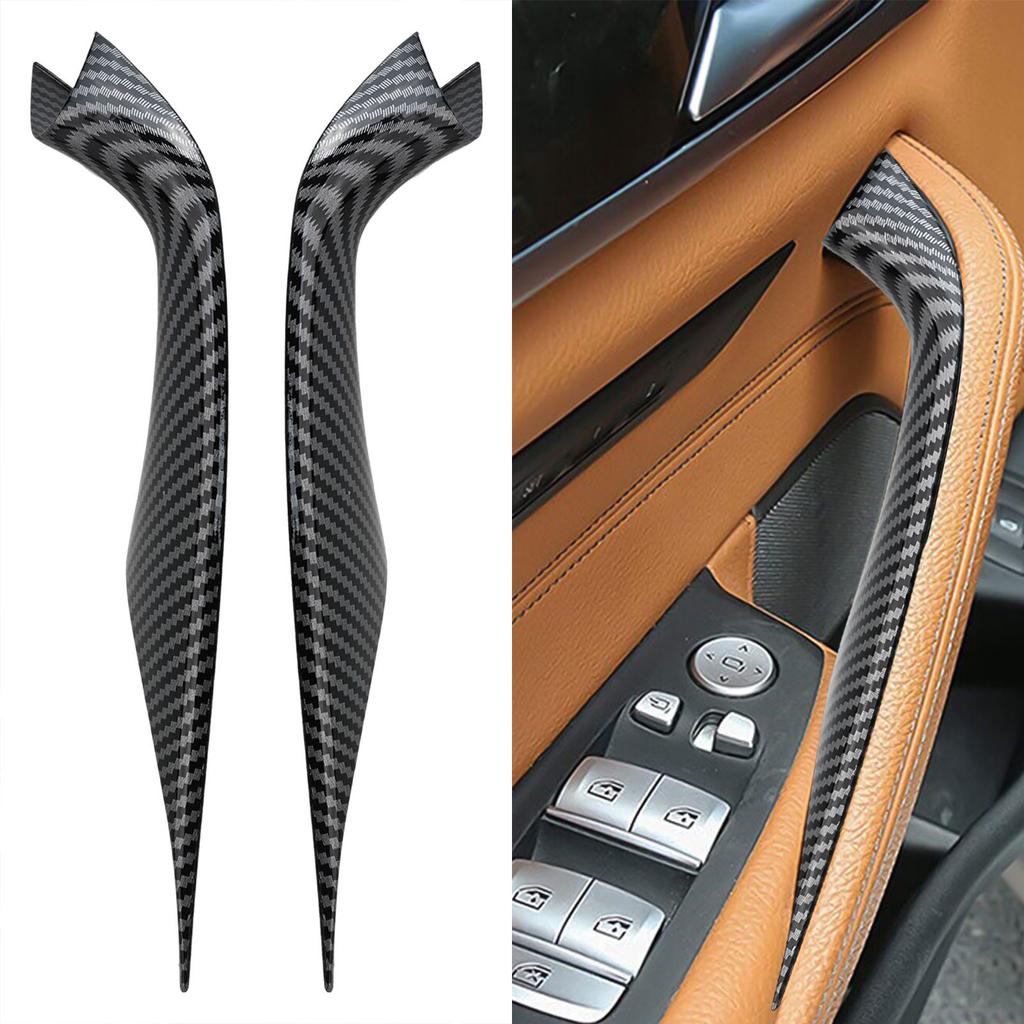 Carbon Fiber Print Inner Door Pull Handle Trim Cover for BMW 5 Series G30 G31 G38 Enhances Interior Aesthetic and Protection