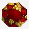 Golden Rose Люкс Цветочный узор Круглый дизайн Зонт Портативный 3-складной Компактный зонт для мужчин и женщин Подарок