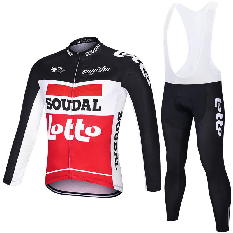 Men Women Cycling Jersey Bib Shorts Set Breathable Long Sleeve Road Bike Outfit