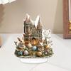 Easter Bunny Ornament 2D Flat Acrylic Ornament Tiered Tray Decoration Castle Rabbit Figurine for Farmhouse Home Mantel Bookshelf Easter Decor