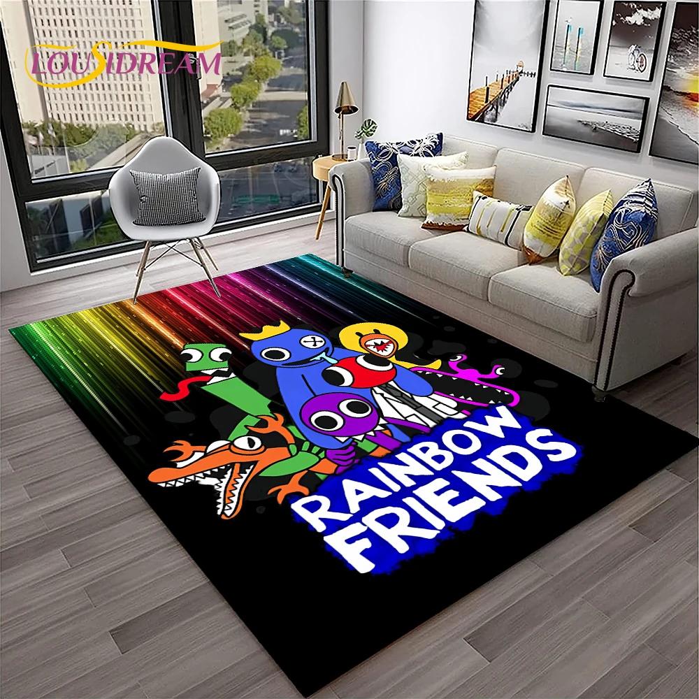 Ковер R-Rainbow Friends Мультяшный Ковер для Дома Гостиной Спальни Дивана Прихожей Декор, Детский Игровой Нескользящий Коврик Подарок