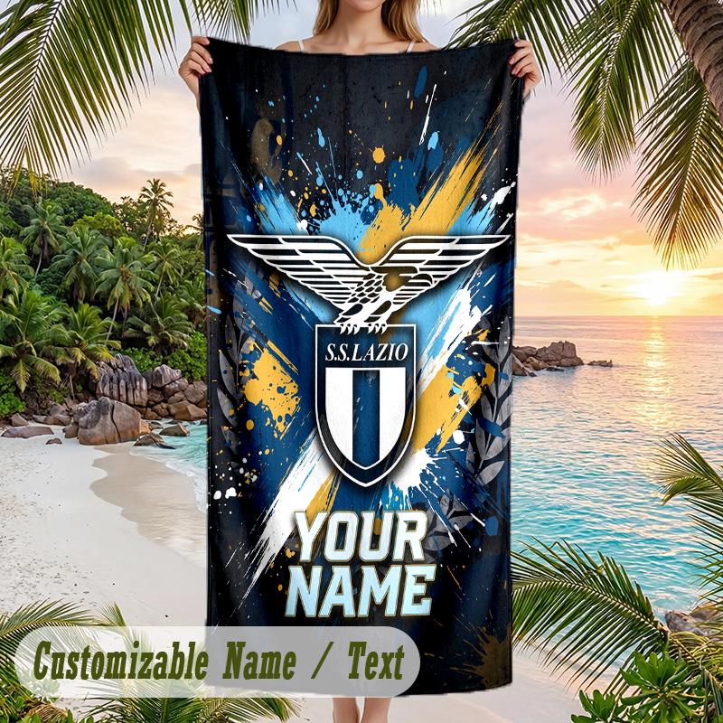 Beach Towel Lazio FC Print Custom Name Text Soft Towel for Swimming Pool