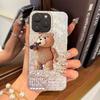 Акриловая задняя панель TPU бампер для iphone 17 Pro XR 12 Air 13 14 XS Max 16 Plus 18 Pro Max 11 15 Медведь с напитком hone Чехол Ударопрочная крышка