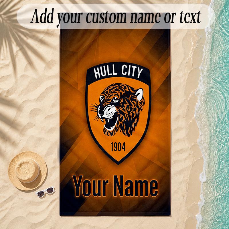 Beach TowelHull FC Custom Name Text Personalized Soft Towel for Beach Pool Indoor Home Decor Gift