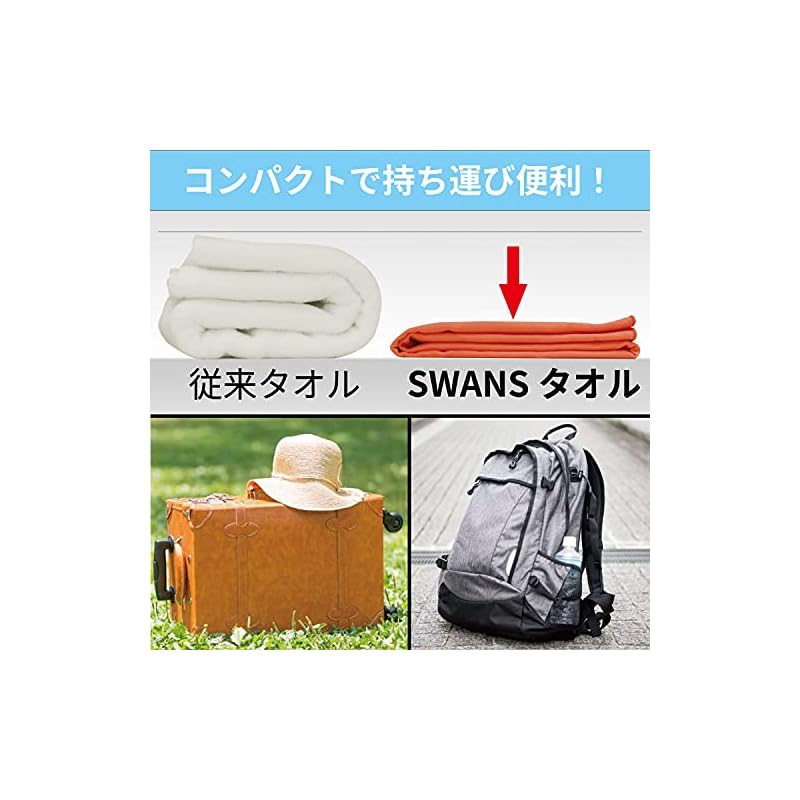 Полотенце-губка SWANS для плавания, быстросохнущее, SA-126 BL Синее, 40 см x 100 см, для бассейна