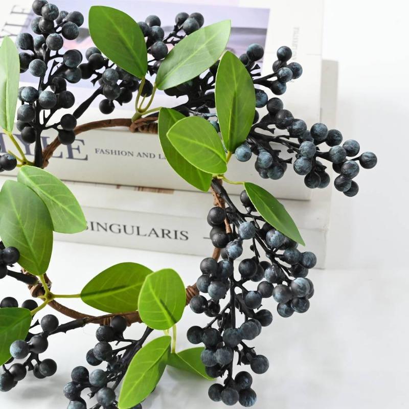 Simulation black berry candlestick wreath blueberry leafy green plant Nordic style home Christmas decoration