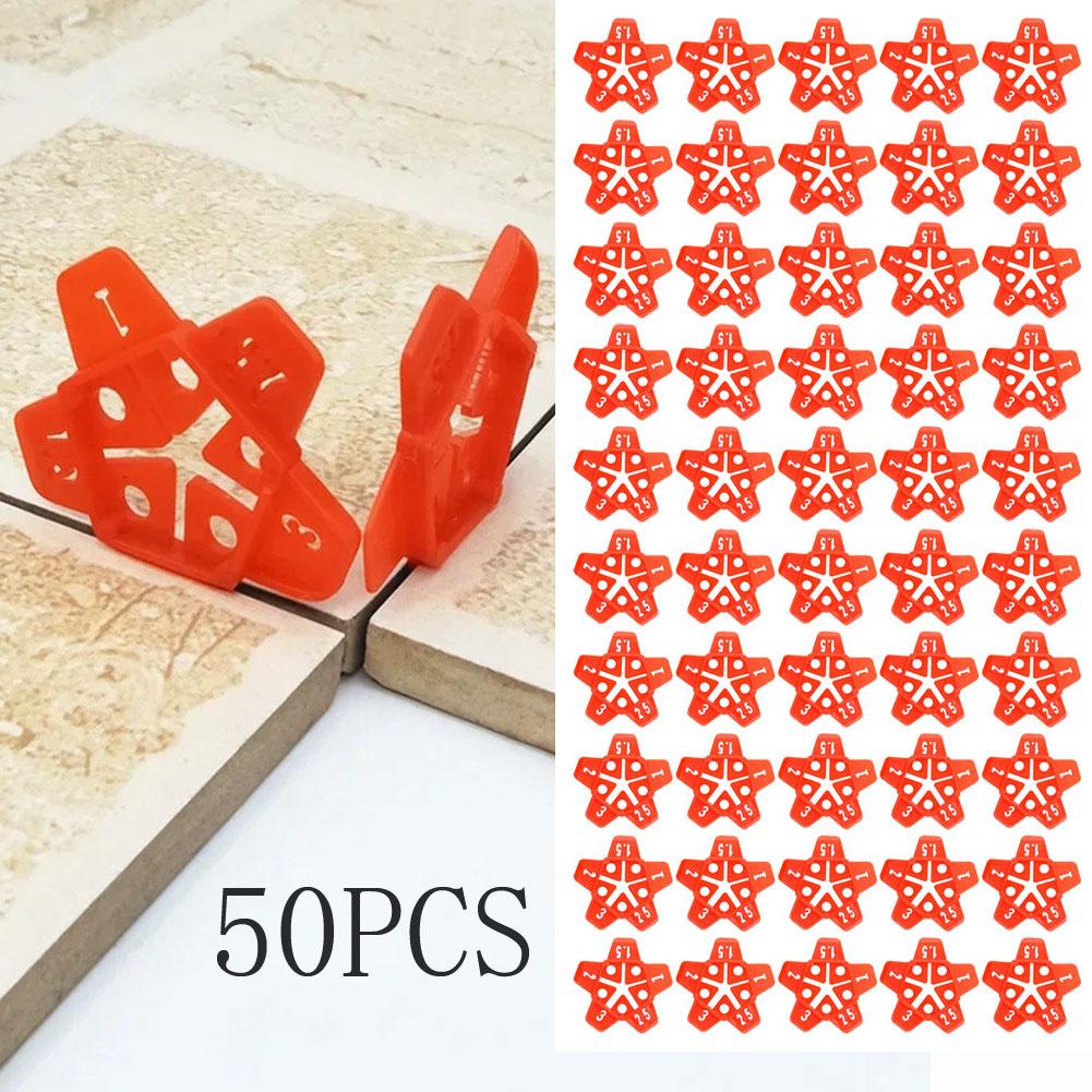 50Pcs Tile Leveling System Spacers Clips For Floor Wall Gap 1-3mm Construction Tool Red PE Plastic Reusable