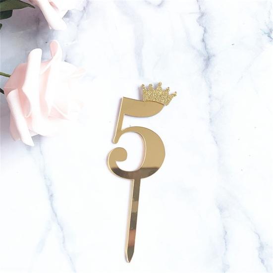Cake Numeral Topper Crown Style Dazzling Acrylic Number Cake Topper Anniversary Birthday Party Decoration for Home