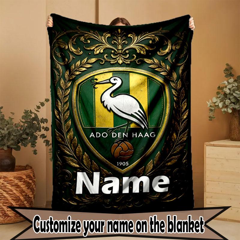 Custom Name Personalized ADO Den Haag Print Blanket, Home Decor, Bedroom, Sofa, Camping, Couch, Gifts for Birthday Christmas