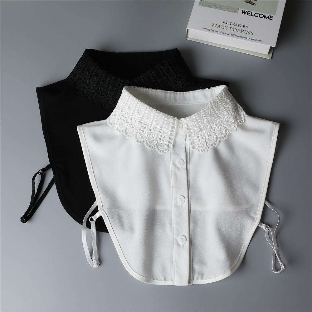 Новая осенне-зимняя блуза-дики из шифона с крючком и кружевом, с отложным воротником